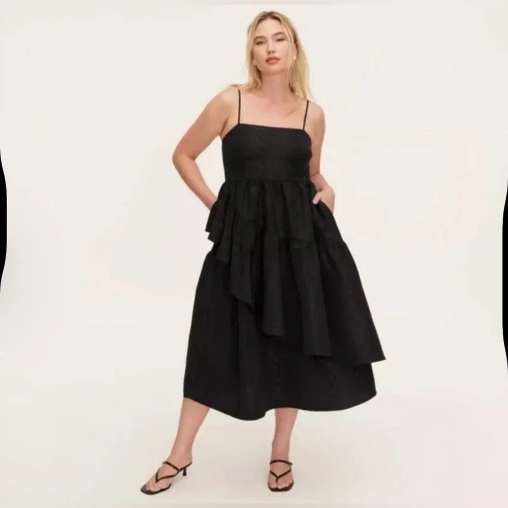 Kate Spade x Target Black Tiered Ruffle Midi Tank Dress NWT - Picture 9 of 10